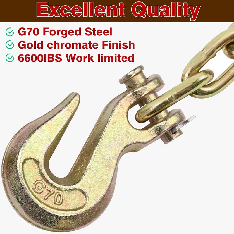 V-chen 5/16 Inch Chain Hook Clevis Grab Hook, Grade 70 Forged Steel Alloy Clevis Hooks, Heavy Duty Chain Hook for Trailer Truck Transport - 5400 LBS Capacity (1 Pack) - Image 3